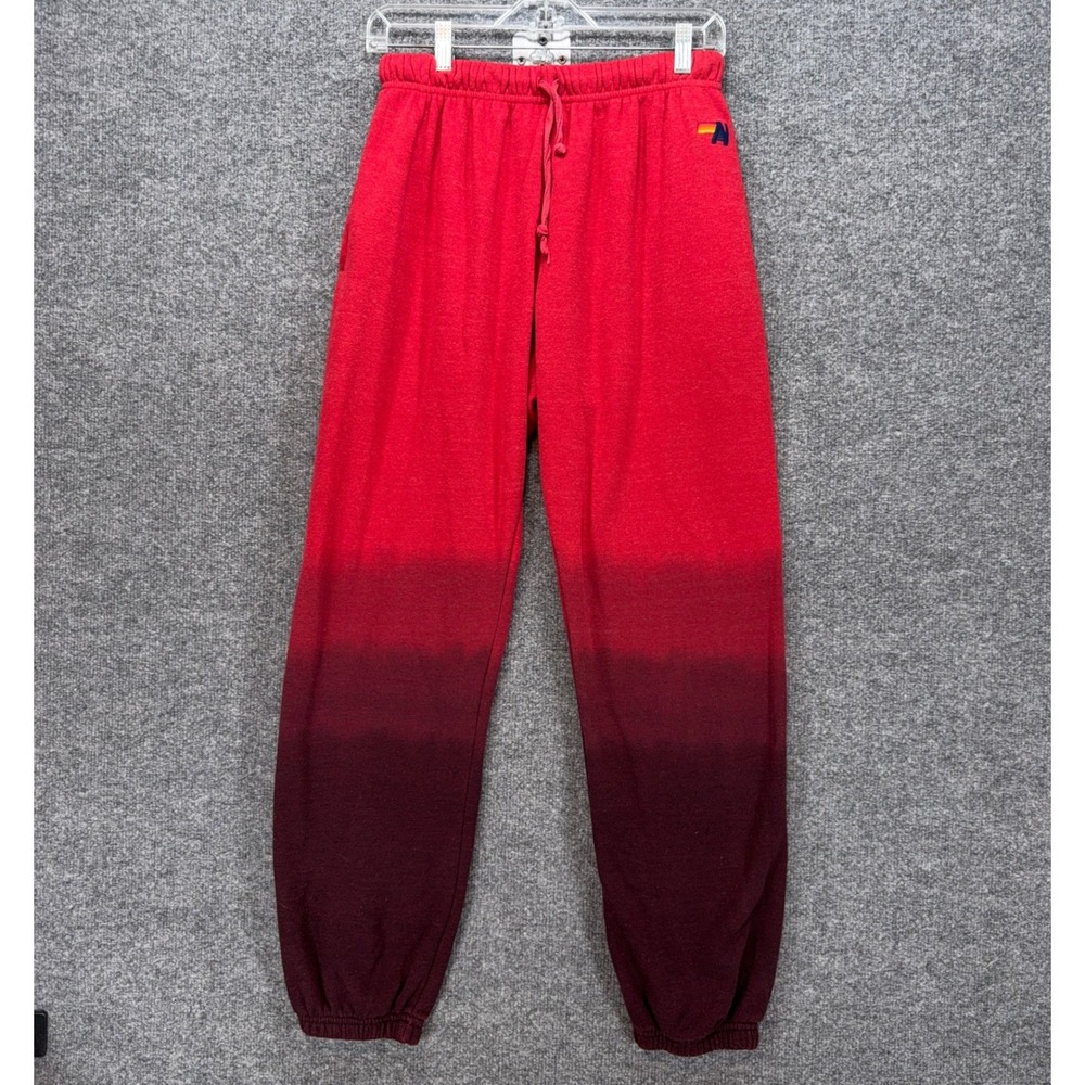 Aviator Nation Sweatpants Womens Medium Red Ombre Dip Dye Joggers Loungewear